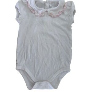 Babycottons White Embroidered Collar Bodysuit‎ 6M Pima Cotton Rabbit Logo
